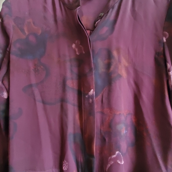 Aritzia Wilfred Silk Bossut Shirt Dress Burgandy Limited Edition in Floral XS - Picture 8 of 12